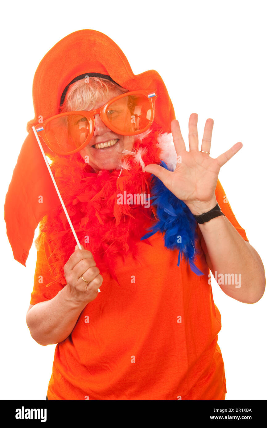 La donna è sventolata la regina olandese Foto Stock