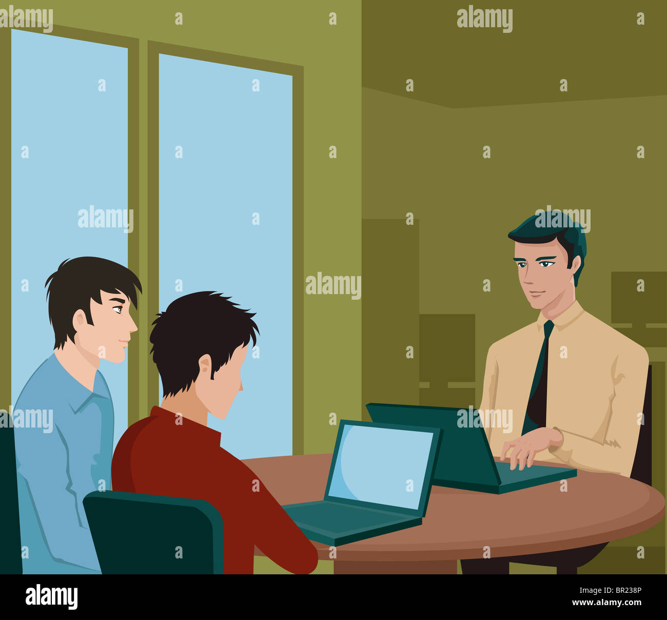 Gli operatori su computer portatili Foto Stock