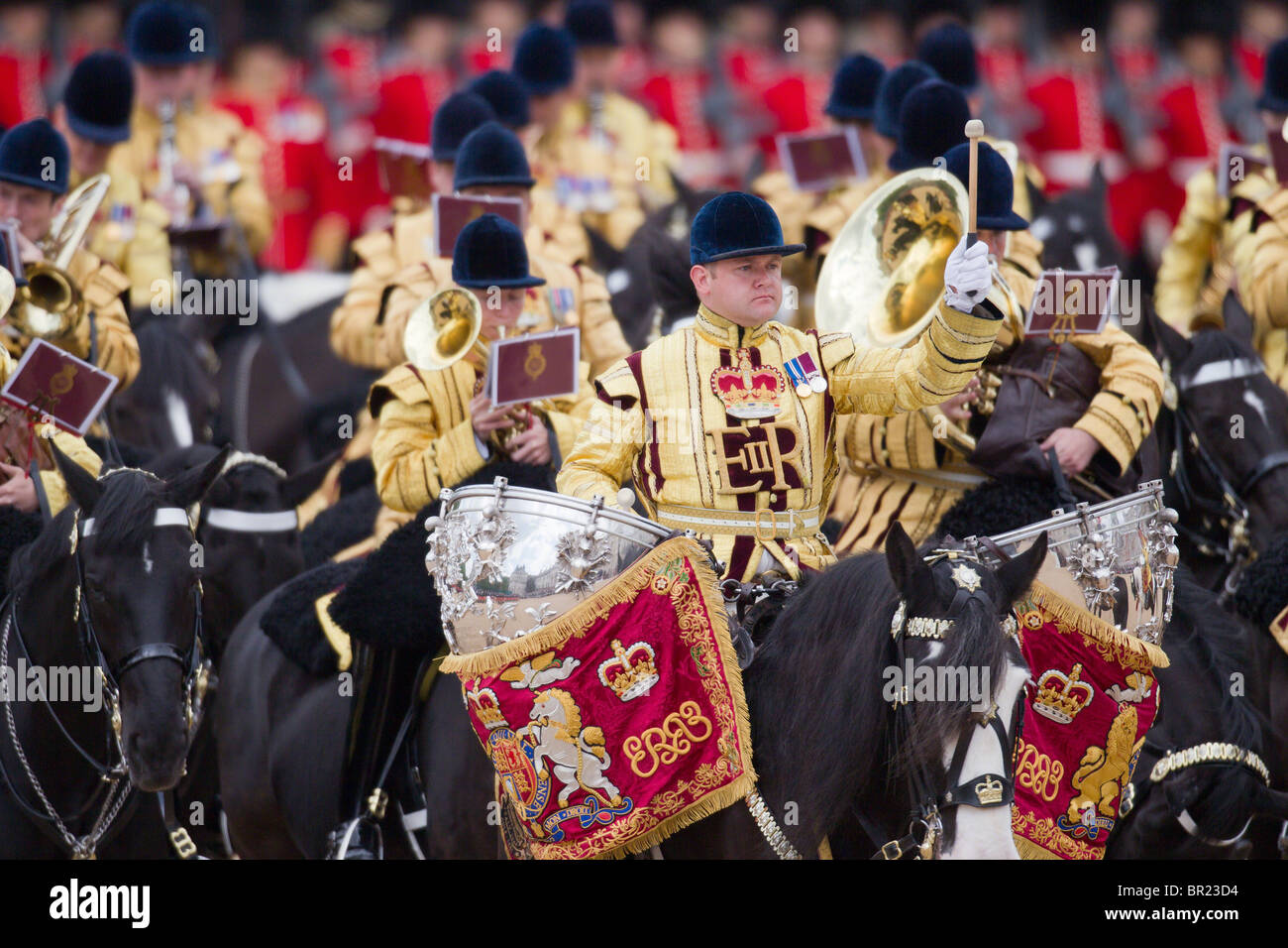 Montato bande della cavalleria della famiglia. "Trooping il colore' 2010 Foto Stock