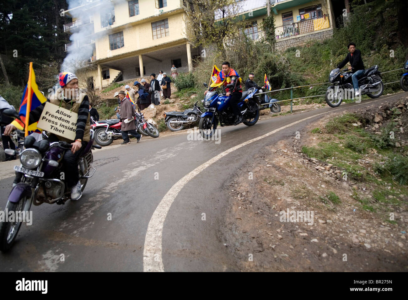 Insurrezione tibetana giorno, chiedendo per la libertà e i diritti umani in Tibet Dharamsala, Himachal Pradesh, India. Foto Stock