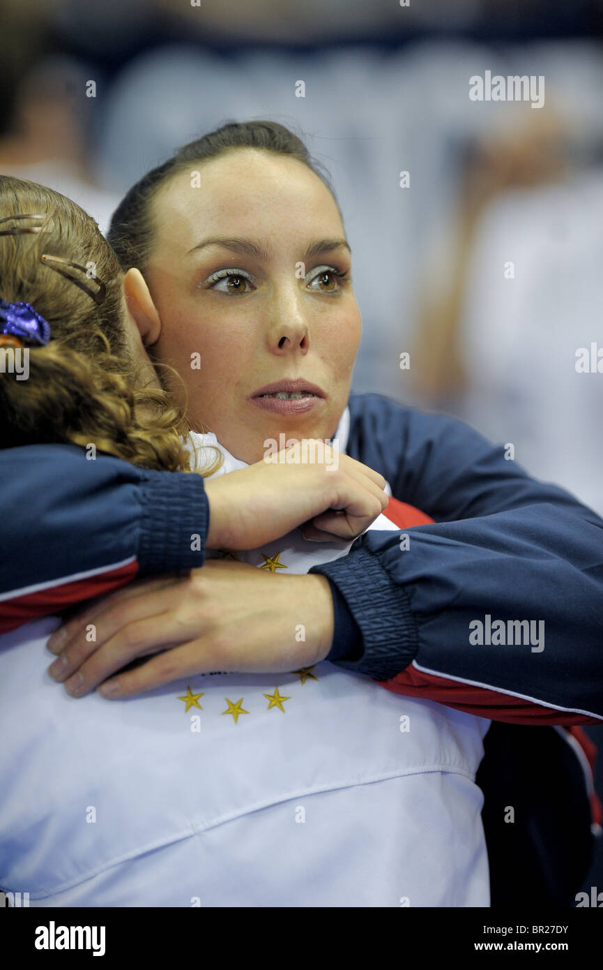 Campionato del mondo la ginnastica all'Arena O2 SETTEMBRE 2009. E Mens Womens singoli apparecchi Finali Domenica. Foto Stock