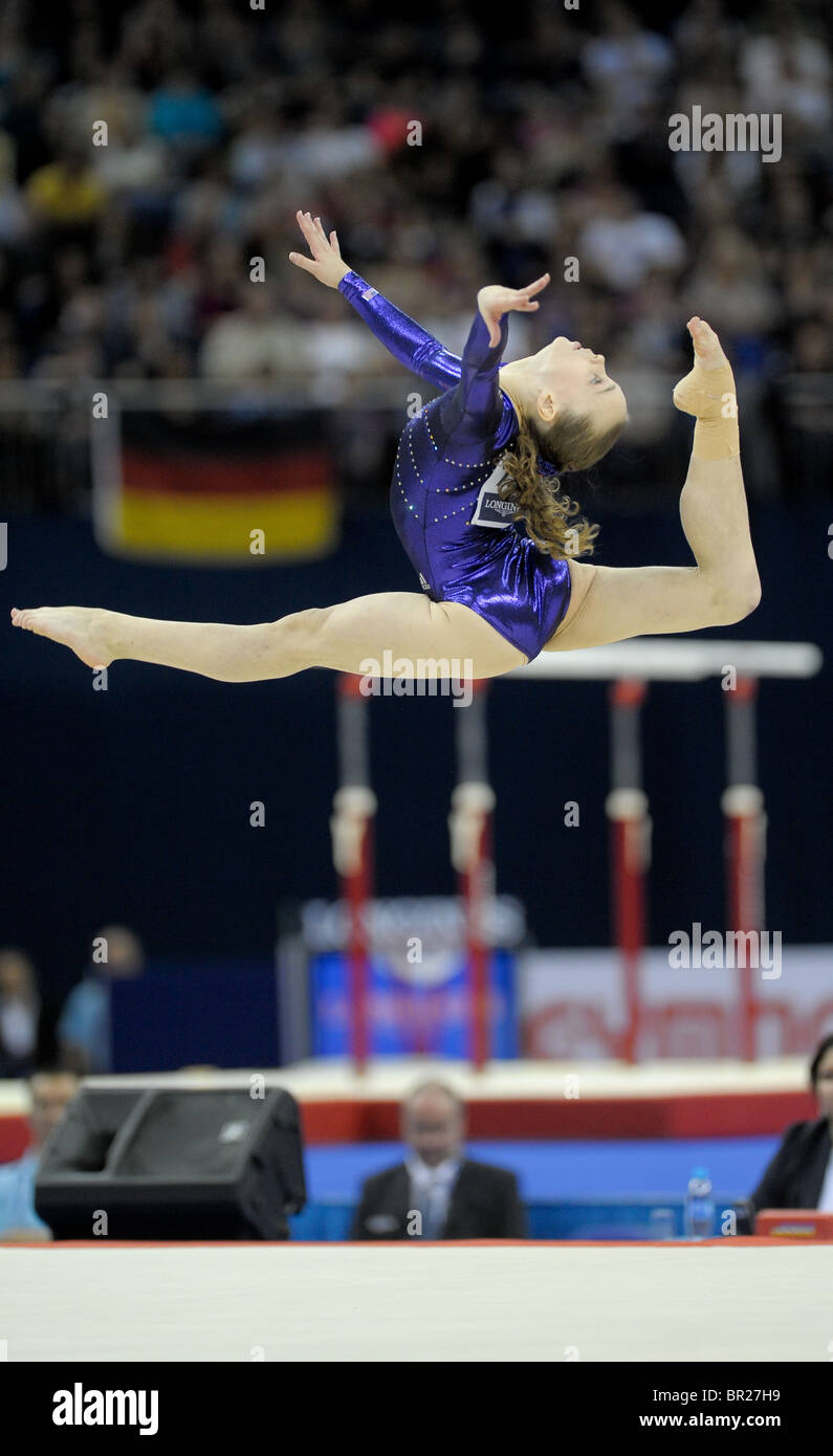 Campionato del mondo la ginnastica all'Arena O2 SETTEMBRE 2009. E Mens Womens singoli apparecchi Finali Domenica. Foto Stock