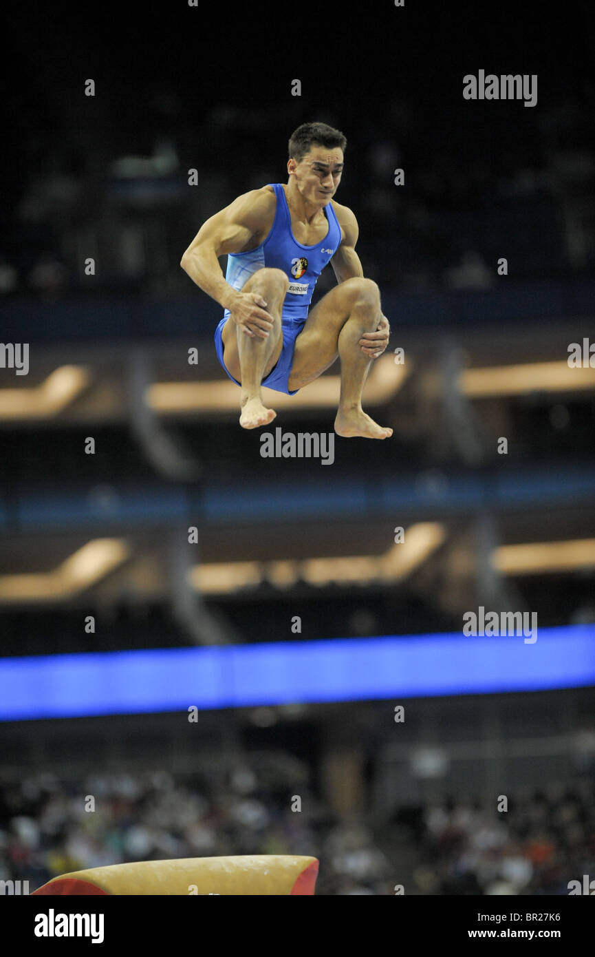 Campionato del mondo la ginnastica all'Arena O2 SETTEMBRE 2009. E Mens Womens singoli apparecchi Finali Domenica. Foto Stock