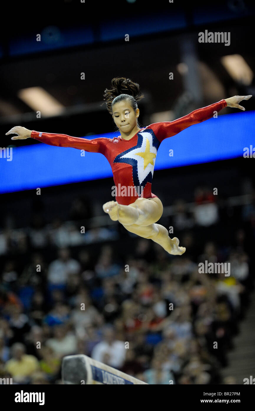 Campionato del mondo la ginnastica all'Arena O2 SETTEMBRE 2009. E Mens Womens singoli apparecchi Finali Domenica. Foto Stock