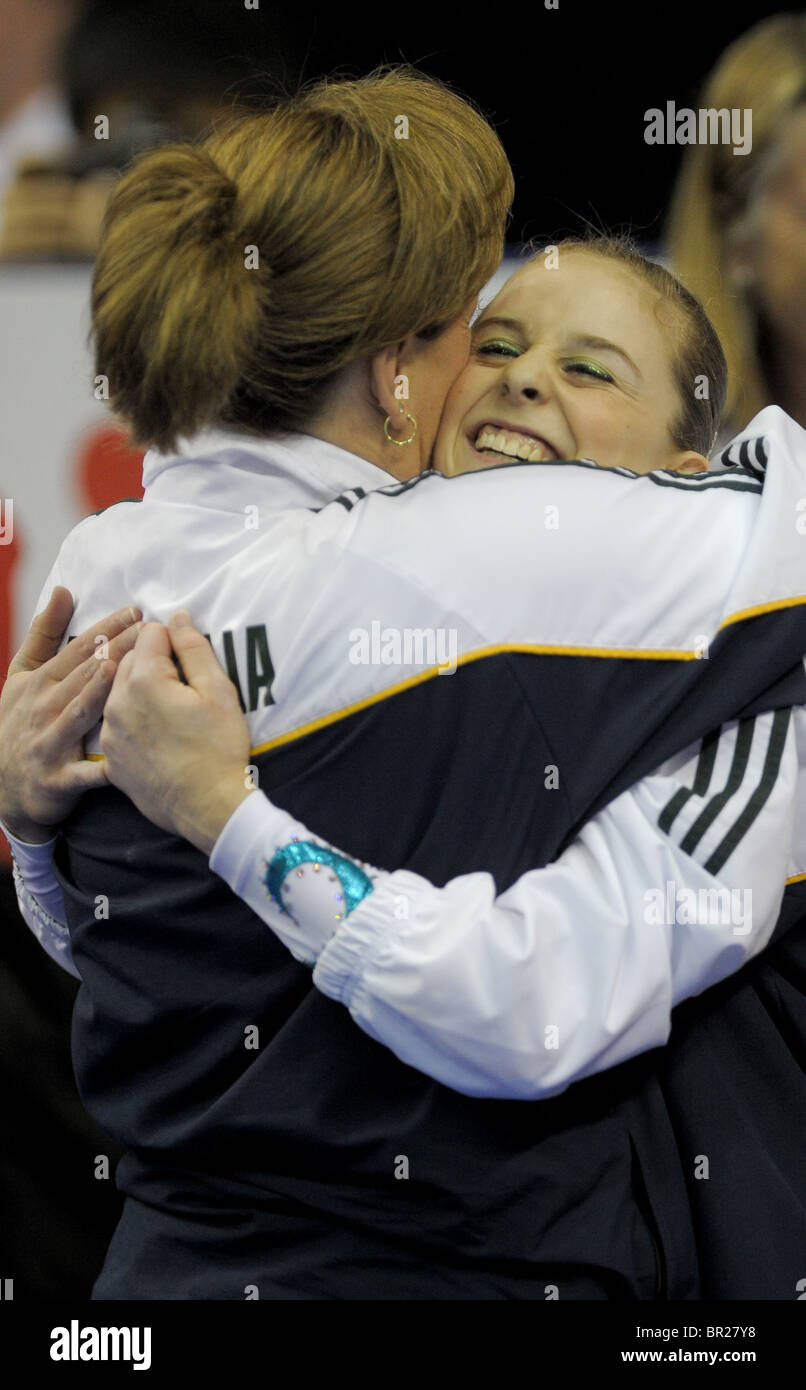 Campionato del mondo la ginnastica all'Arena O2 SETTEMBRE 2009. E Mens Womens singoli apparecchi Finali Domenica. Foto Stock