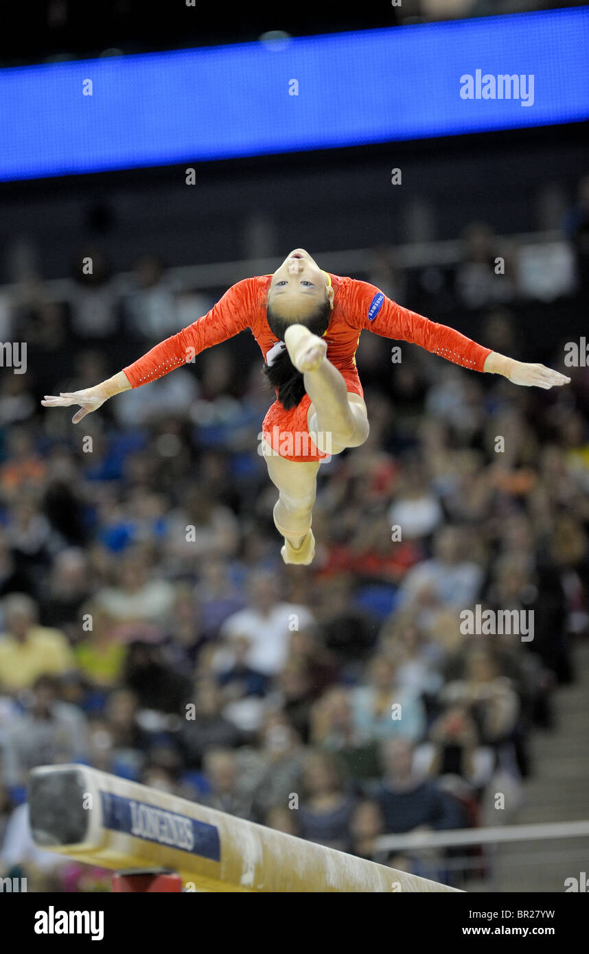 Campionato del mondo la ginnastica all'Arena O2 SETTEMBRE 2009. E Mens Womens singoli apparecchi Finali Domenica. Foto Stock