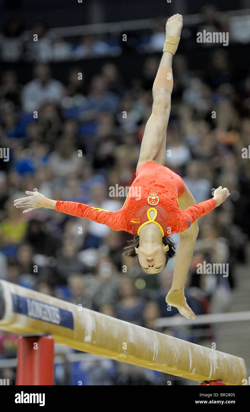 Campionato del mondo la ginnastica all'Arena O2 SETTEMBRE 2009. E Mens Womens singoli apparecchi Finali Domenica. Foto Stock