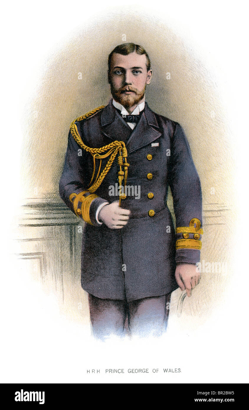 S.a.r. il principe George del Galles successivamente George V del Regno Unito in un Royal Navy uniforme. Foto Stock