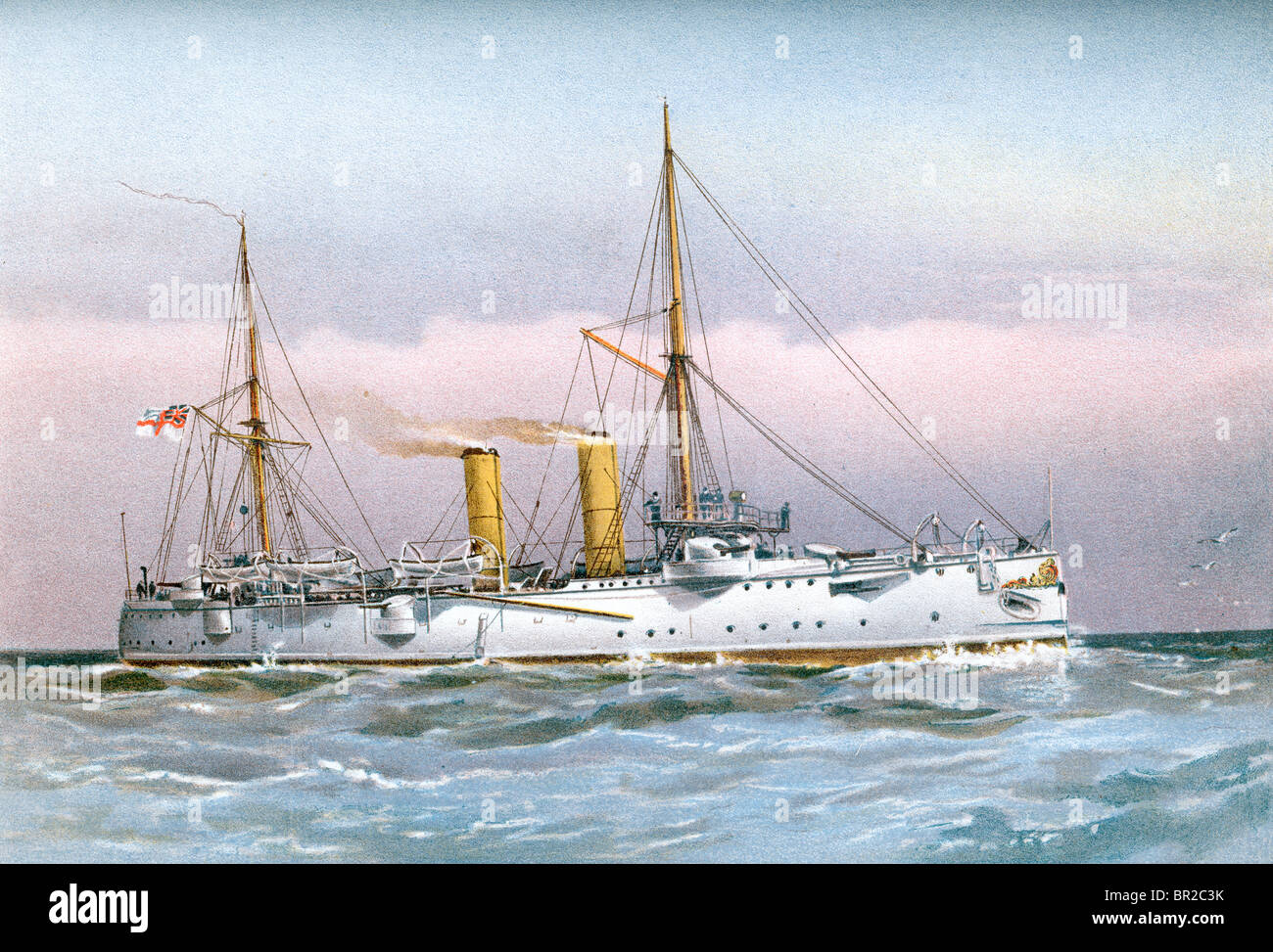 HMS Magicienne una maratona classe cruiser costruito nel 1888 e venduto nel 1905. Foto Stock