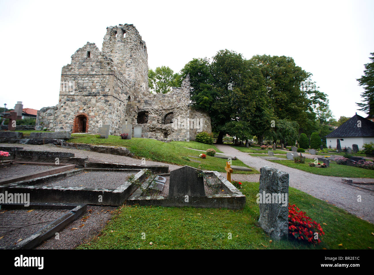 San dell'Olaf, rovine della chiesa S:t Olofs Kyrkoruin (Sigtuna, Svezia) Foto Stock
