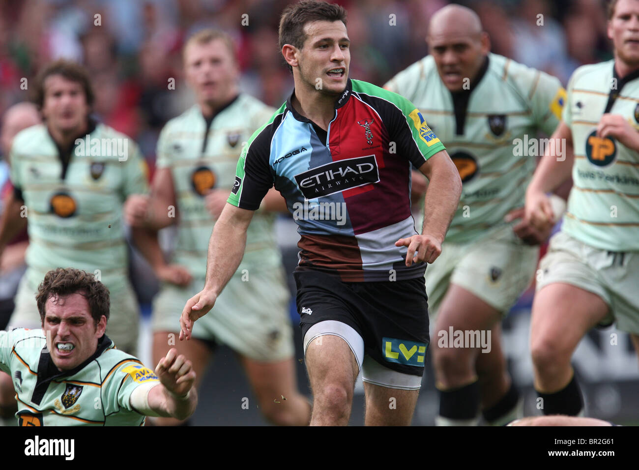 Aviva Premiership partita di rugby arlecchini v Northampton Santi Foto Stock