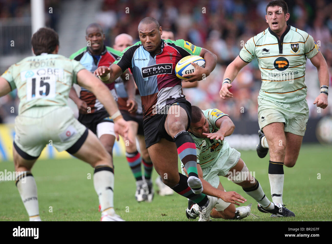 Aviva Premiership partita di rugby arlecchini v Northampton Santi Foto Stock