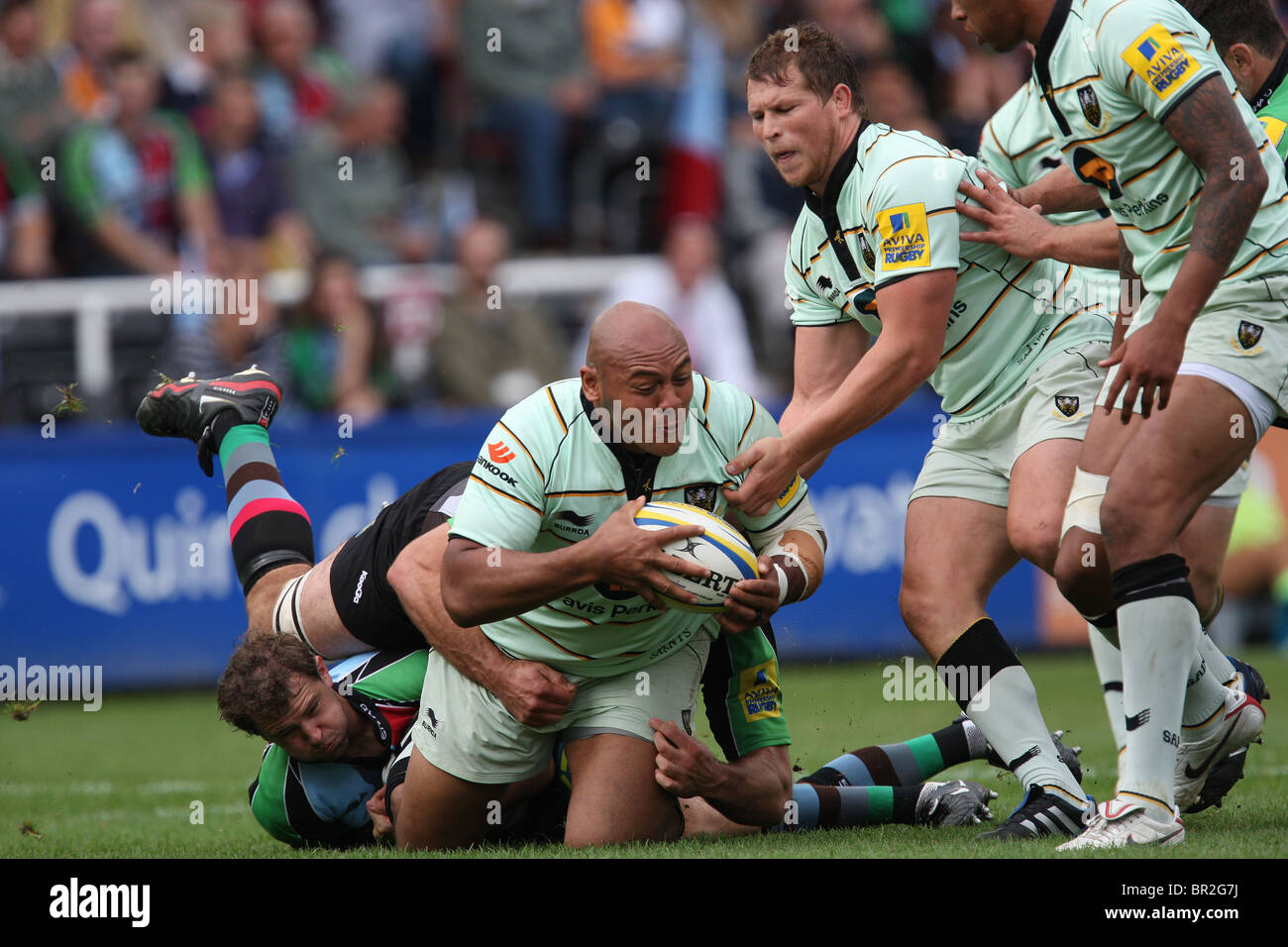 Aviva Premiership partita di rugby arlecchini v Northampton Santi Foto Stock
