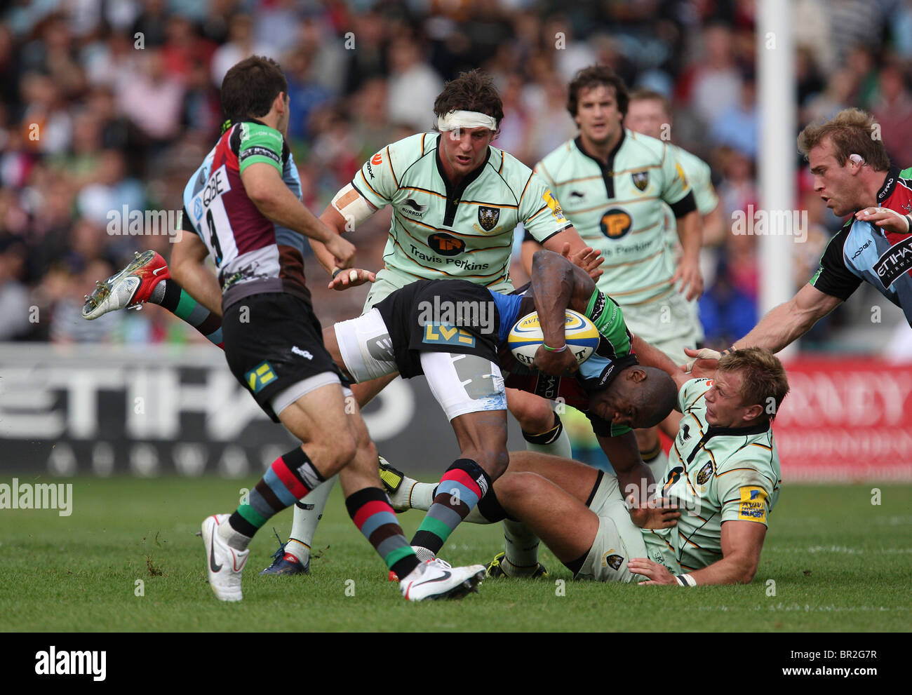Aviva Premiership partita di rugby arlecchini v Northampton Santi Foto Stock