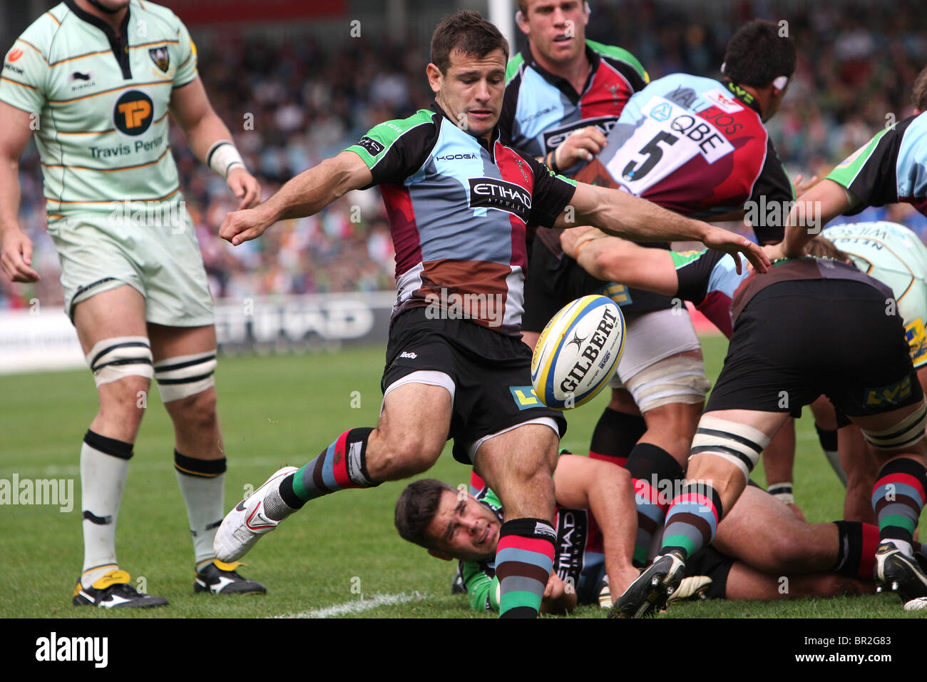 Aviva Premiership partita di rugby arlecchini v Northampton Santi Foto Stock