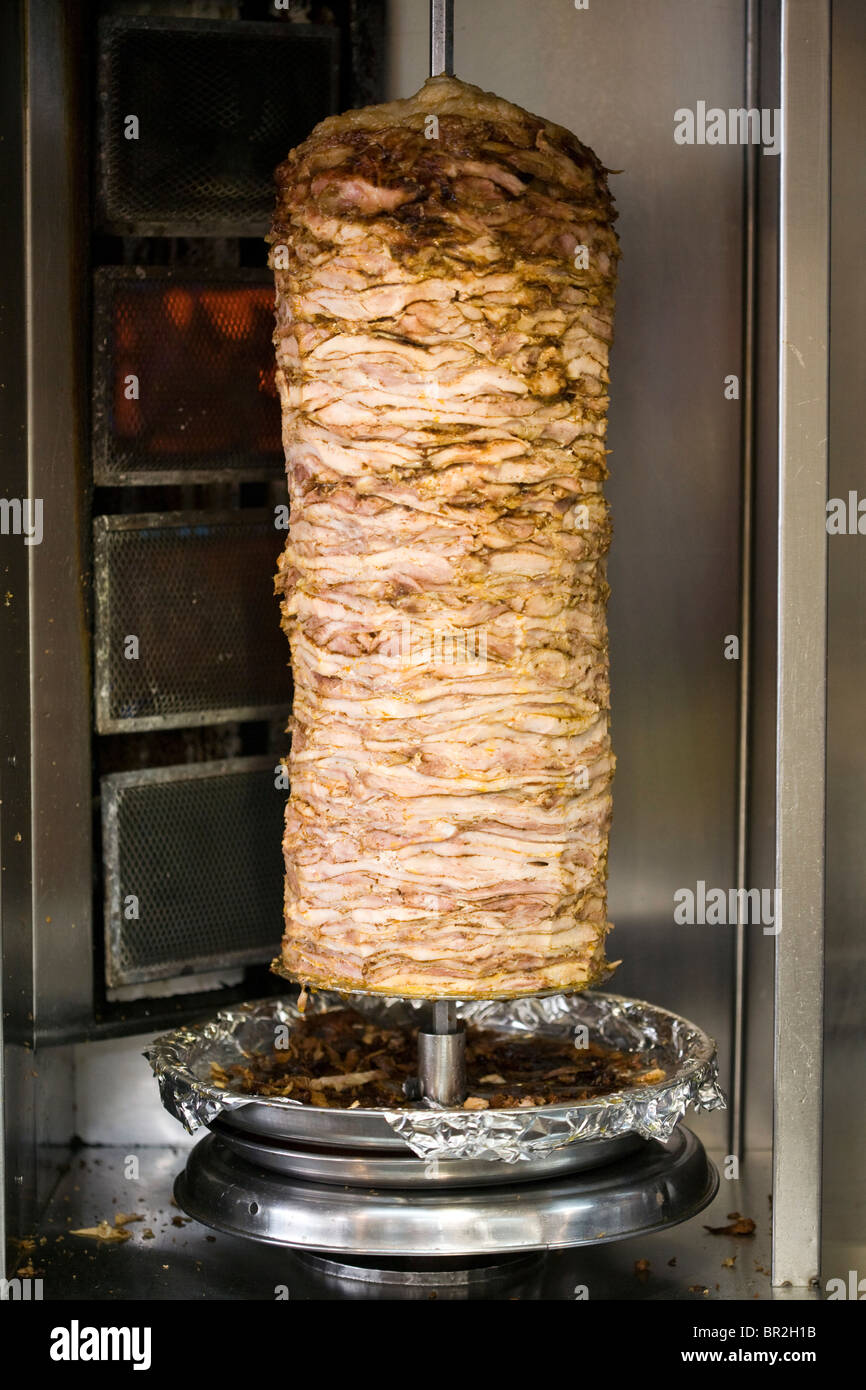 Shawarma carne, re Shawarma Ristorante, Gerusalemme, Israele Foto Stock