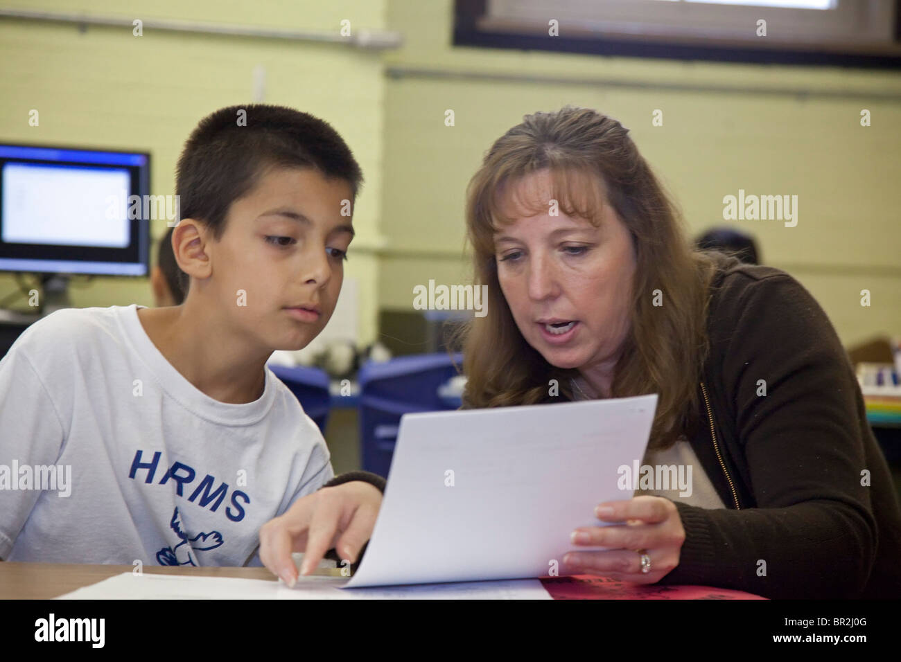 Scuola elementare di classe a Detroit Foto Stock