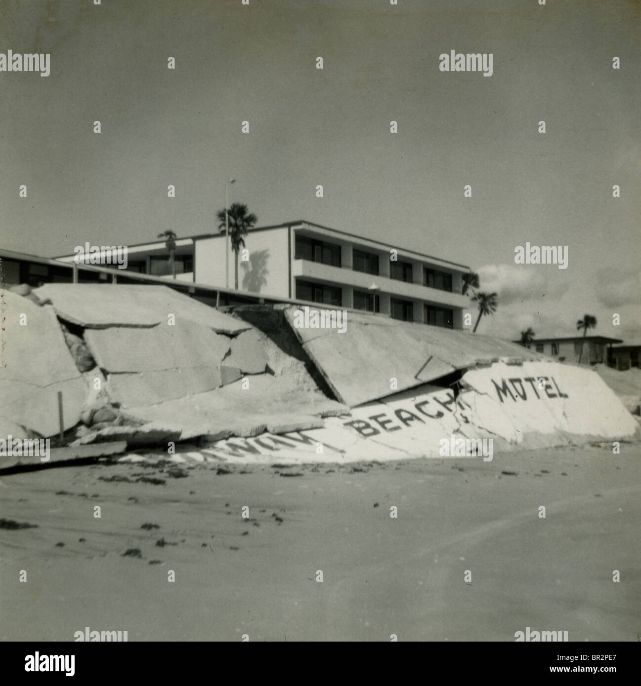 Vintage Settembre 1964 fotografia, Daytona Beach, Florida, danni provocati dalla tempesta dall uragano Dora. Foto Stock