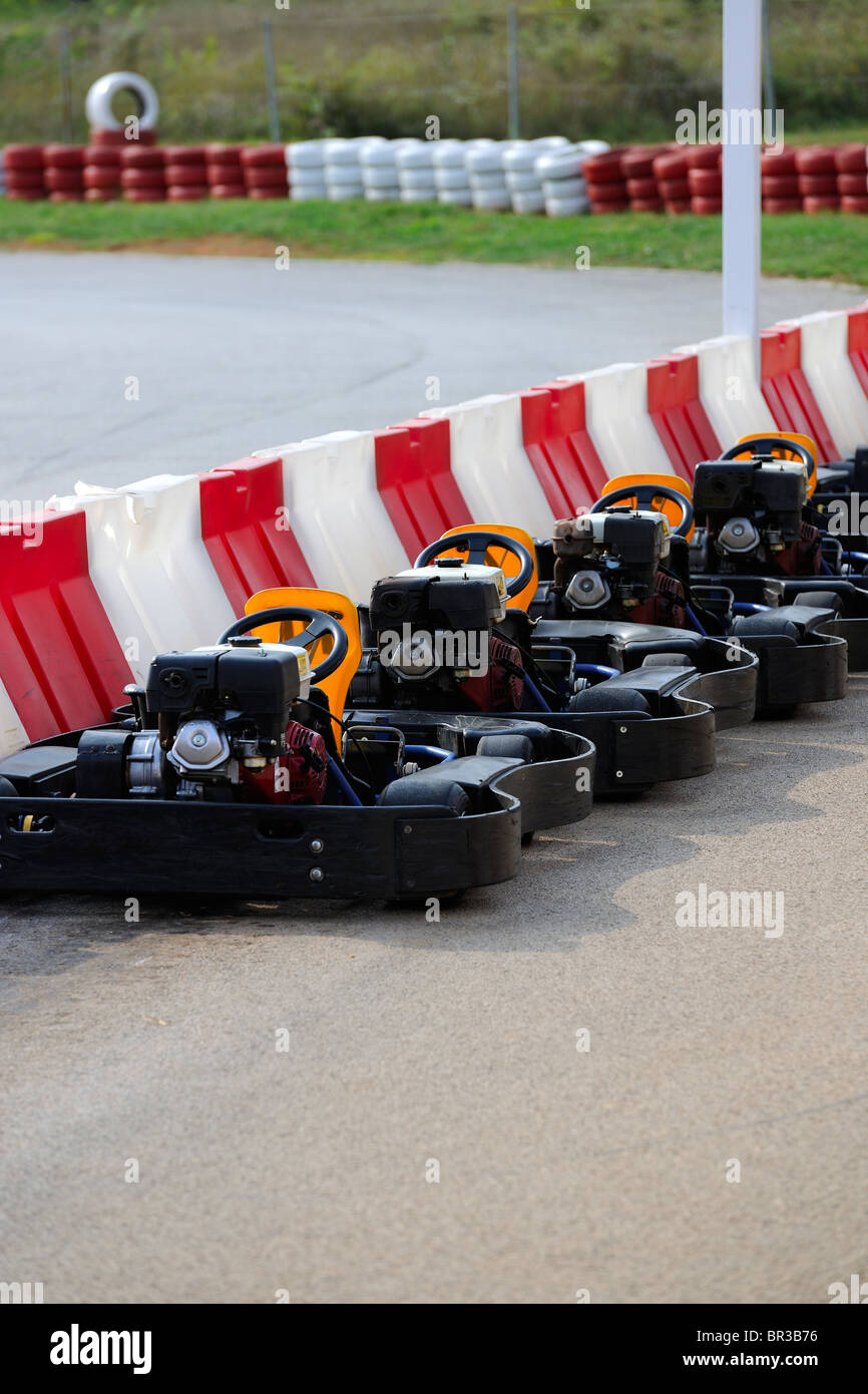 Go-Kart in posizione di parcheggio Foto Stock