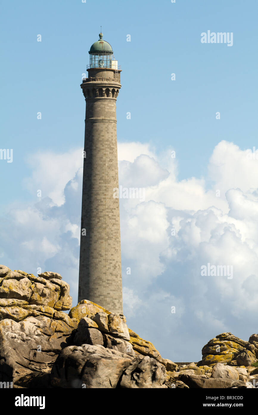 Ile vierge faro, il più alto faro di pietra nel mondo, Bretagna, Finisterre, Francia Foto Stock