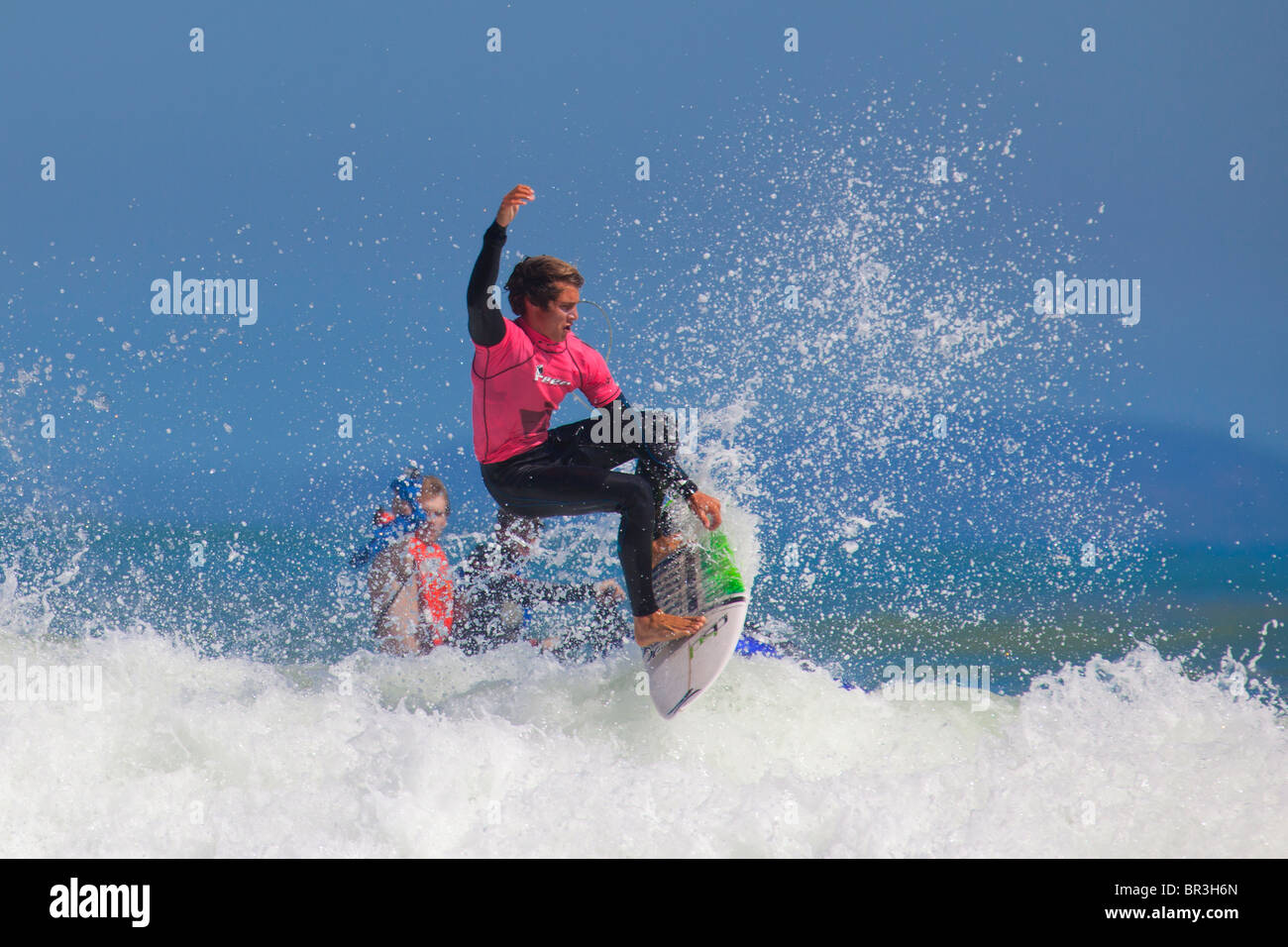 Wolfalley aria Off Surf Contest a trefolo, Cape Town, Sud Africa Foto Stock