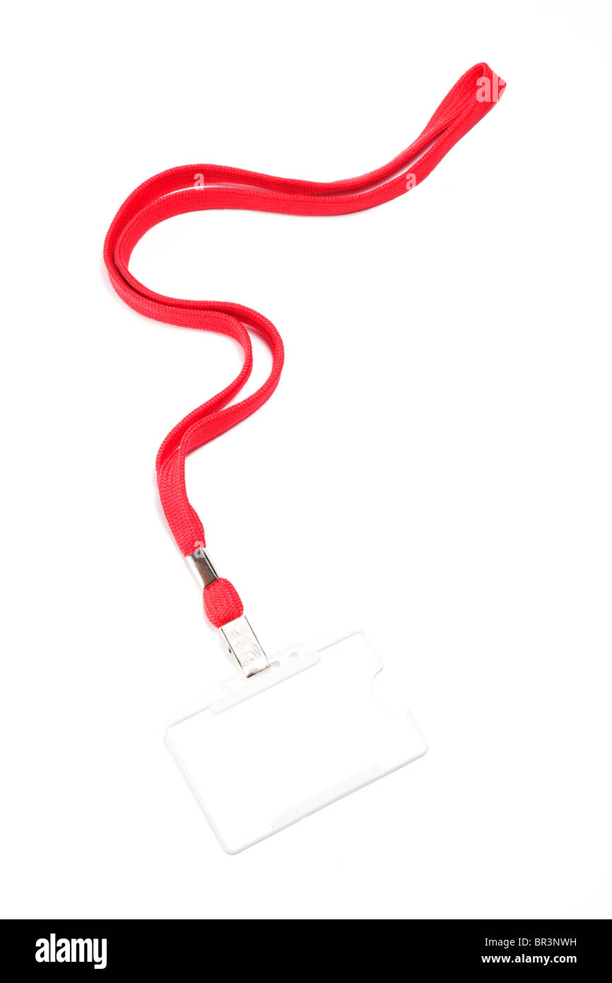 Corporate ID tag su una striscia rossa Foto Stock
