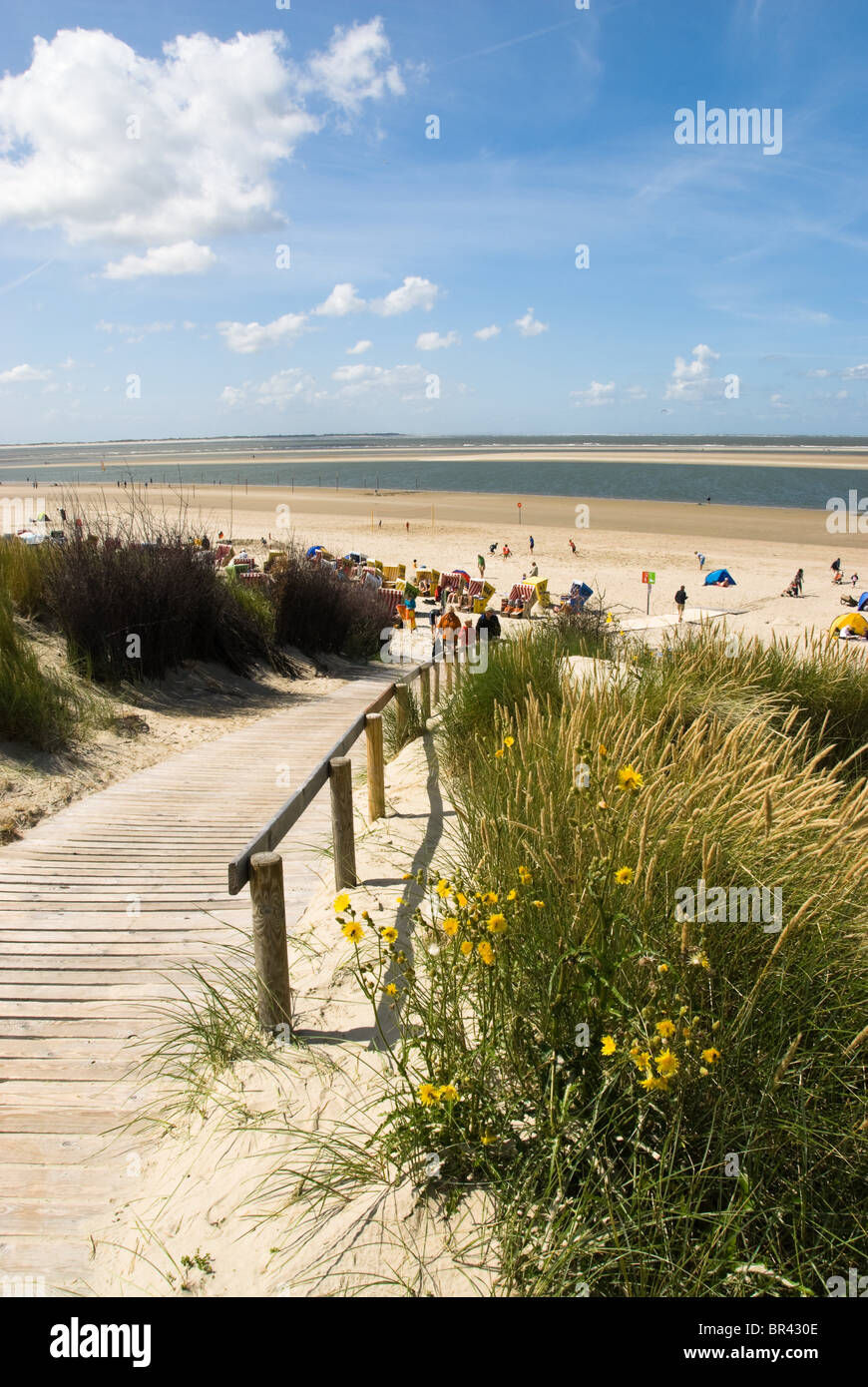 Sulla spiaggia di Langeoog, Germania Foto Stock