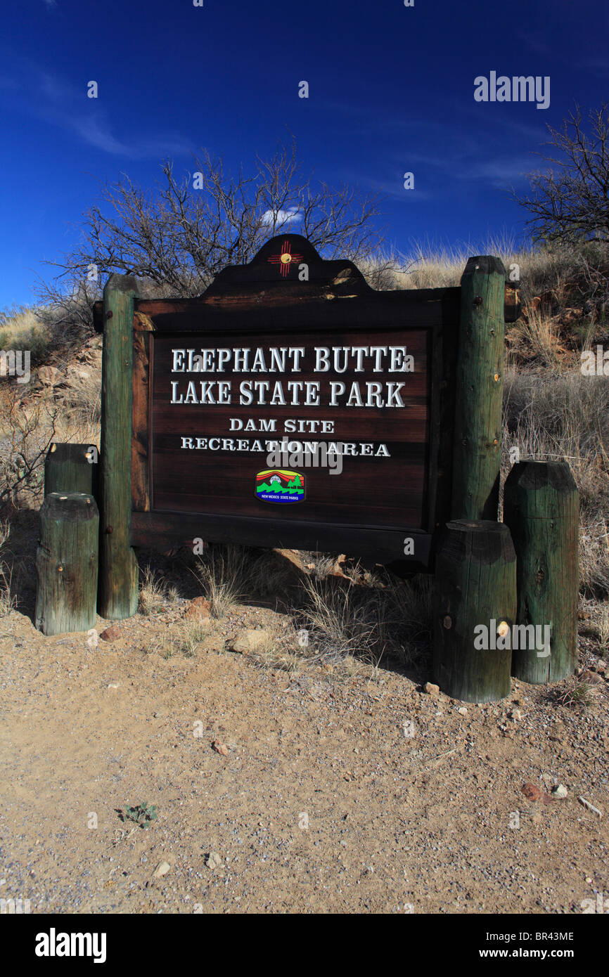 Elephant Butte lago del Parco Statale segno - New Mexico Foto Stock