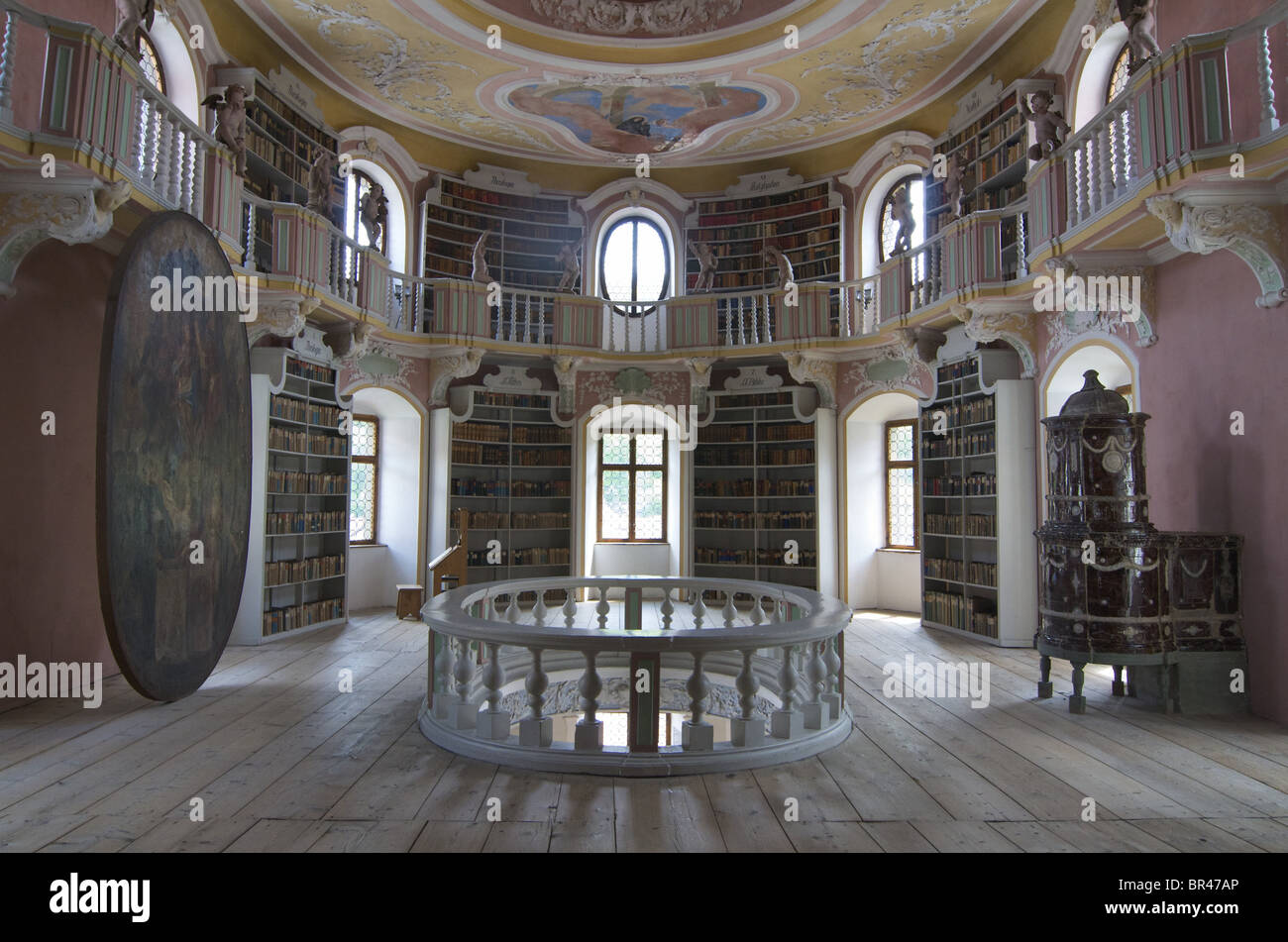 Alte Bibliothek, Abbazia San Mang, Fuessen, Baviera, Germania, Europa Foto Stock