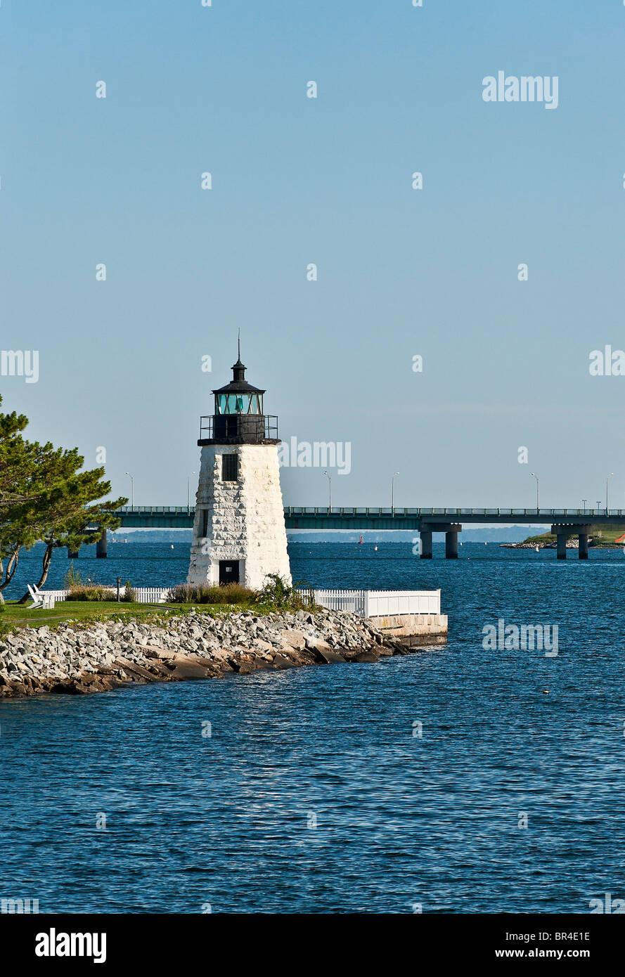 Goat Island Lighthouse, newport, ri, Rhode Island, Stati Uniti d'America Foto Stock