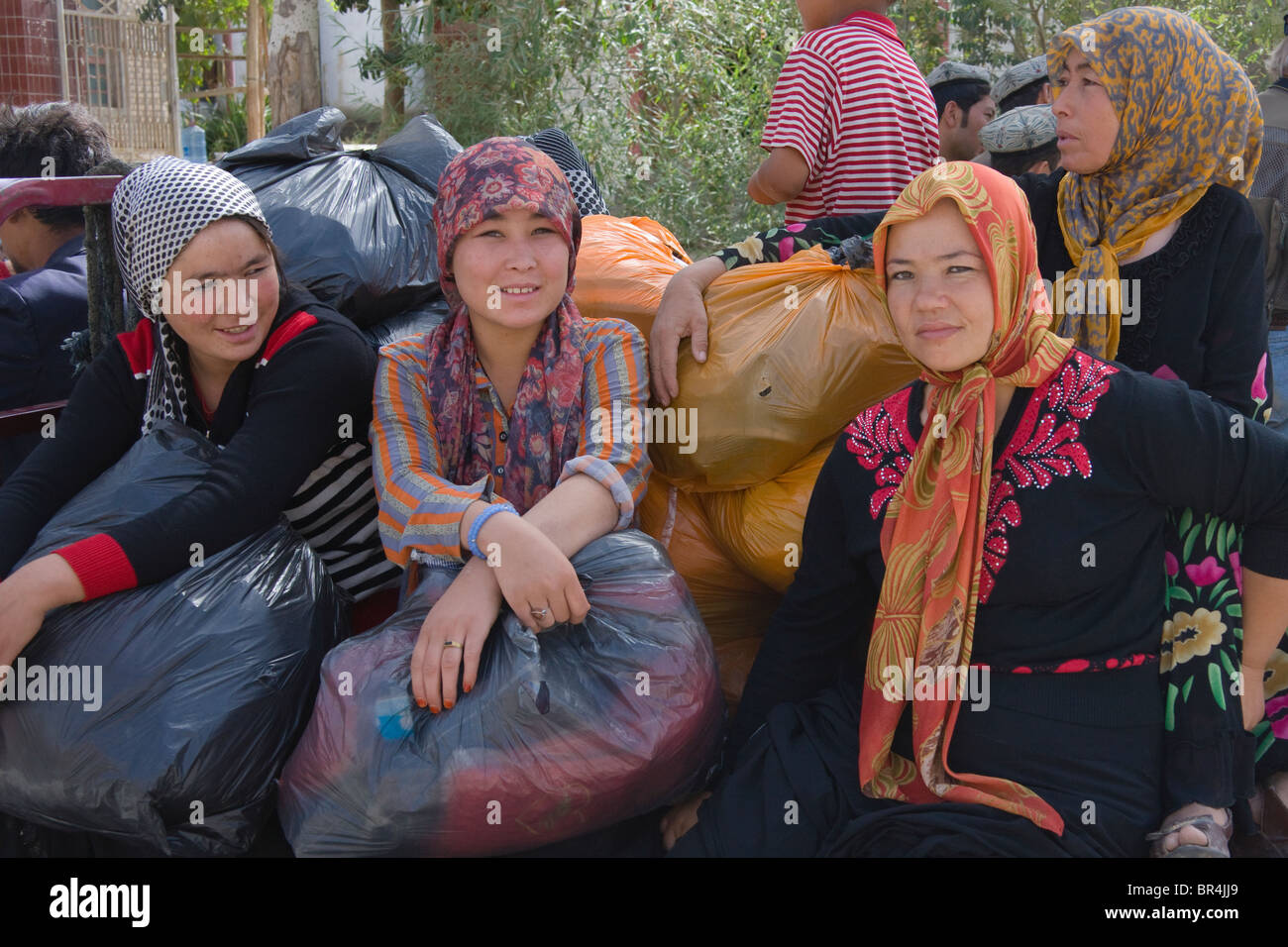 Uighur donne, Hotan, Xinjiang, Cina Foto Stock