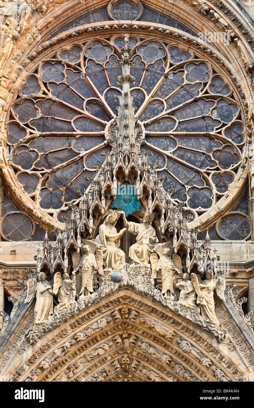 L'Europa, Francia, Marne (51), la cattedrale di Notre Dame de Reims, elencato come Sito del Patrimonio Culturale Mondiale dell'UNESCO Foto Stock