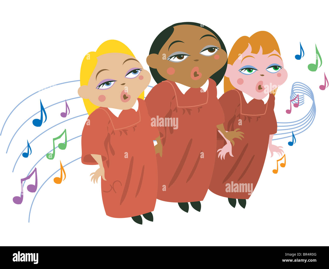 Un coro di bambini a cantare in coro Foto Stock