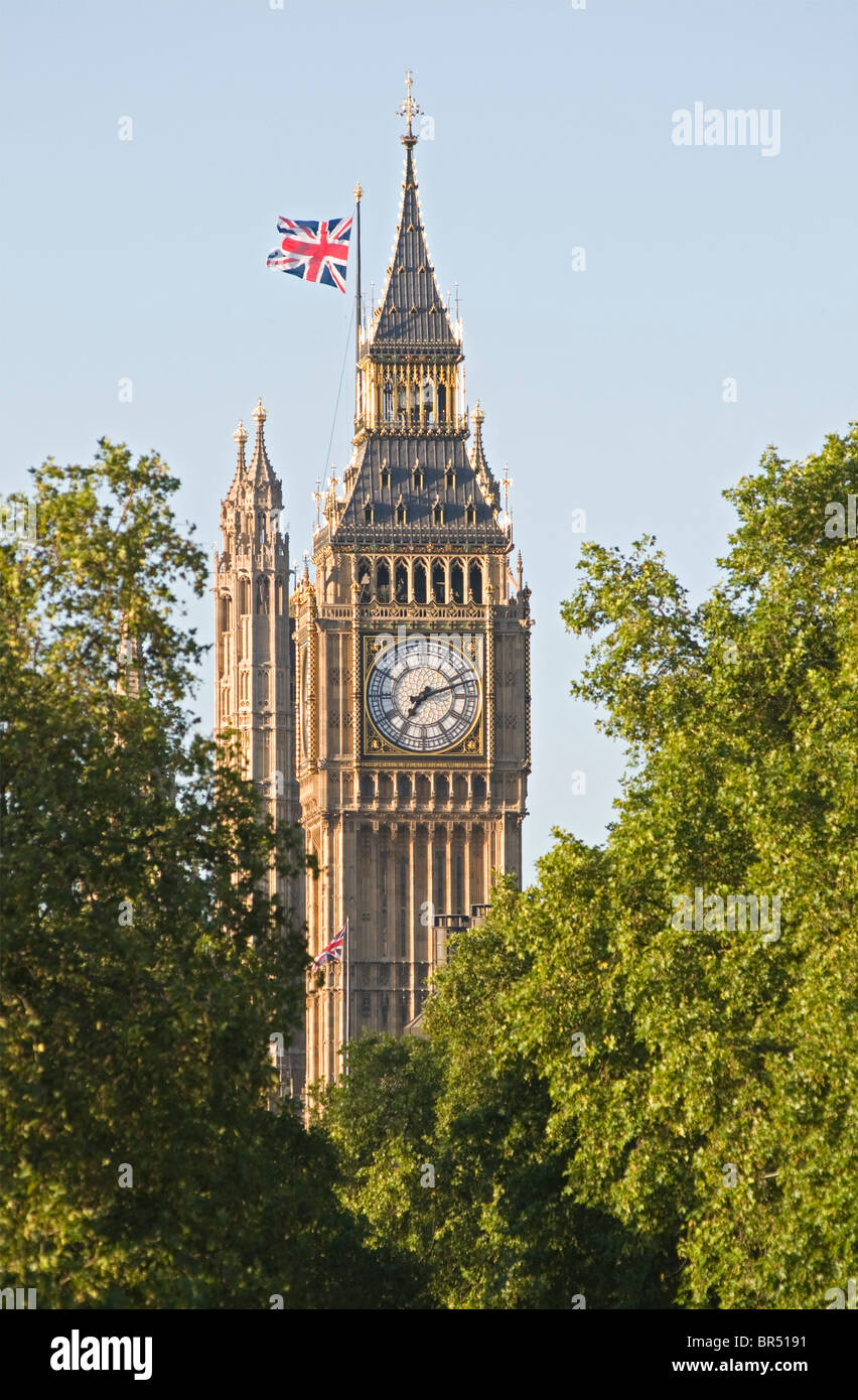 Le Camere del Parlamento, il Palazzo di Westminster Elizabeth Tower, la torre dell'orologio 'Big ben', Londra, Regno Unito Foto Stock