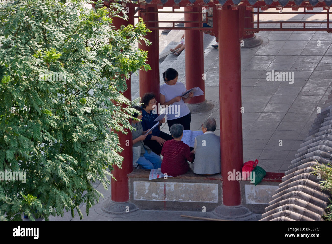Le persone si radunano insieme, Xian, Provincia di Shaanxi, Cina Foto Stock