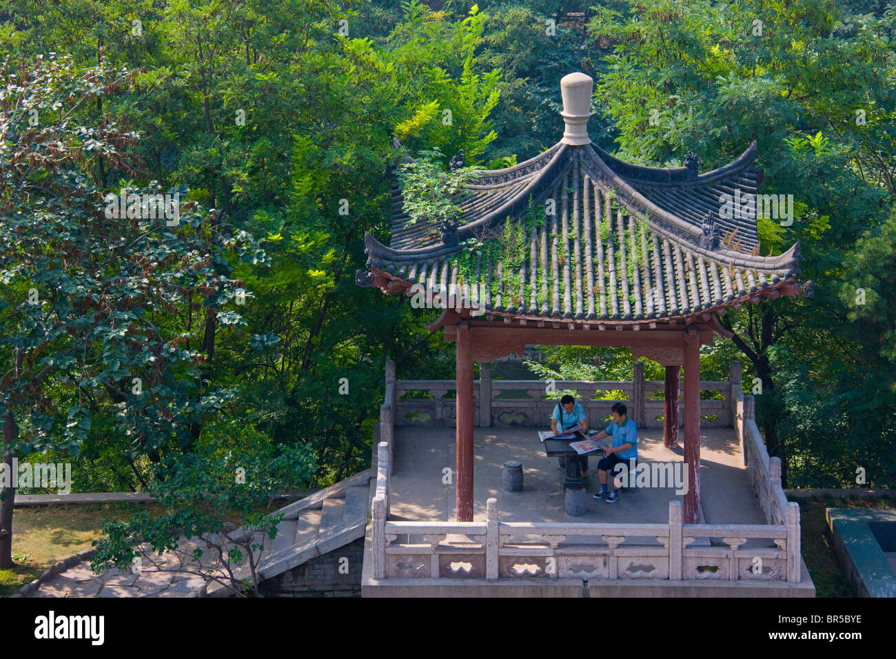 Pavilion nel parco, Xian, Provincia di Shaanxi, Cina Foto Stock
