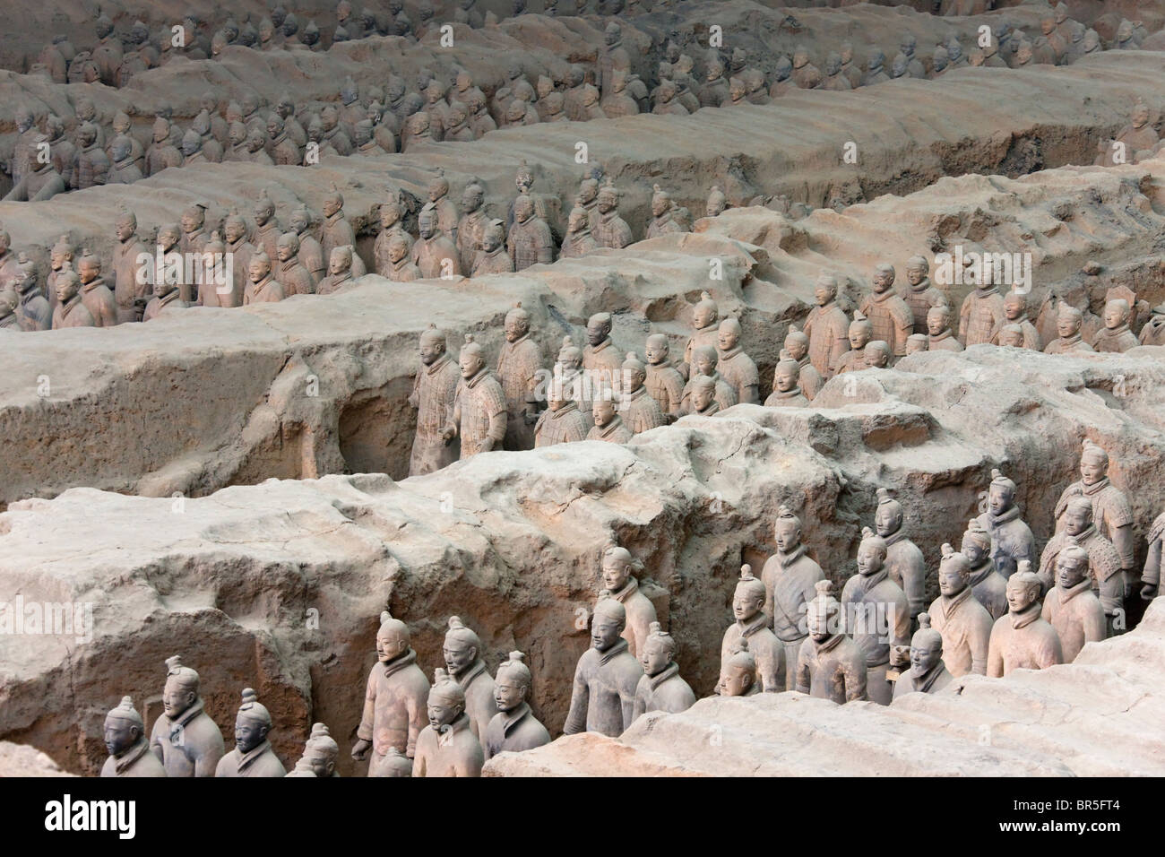 Guerrieri in terracotta, Imperatore Qin Shihuangdi Tomba di Xian, Shaanxi, Cina Foto Stock