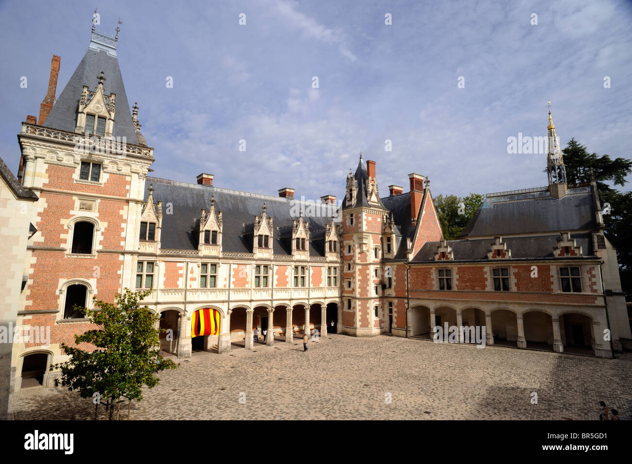 Francia, Valle della Loira, Blois, cortile del castello Foto Stock