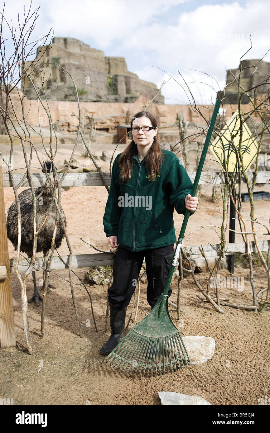 Custode dello Zoo lavorando in Mappin Pavillion. Foto Stock