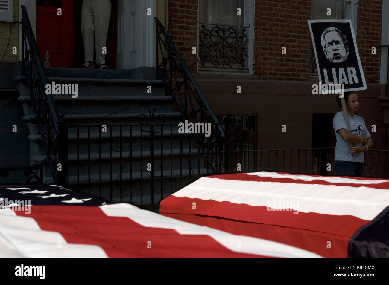 Uniti per la pace e la giustizia marzo contro la Convention Nazionale Repubblicana in Foto Stock