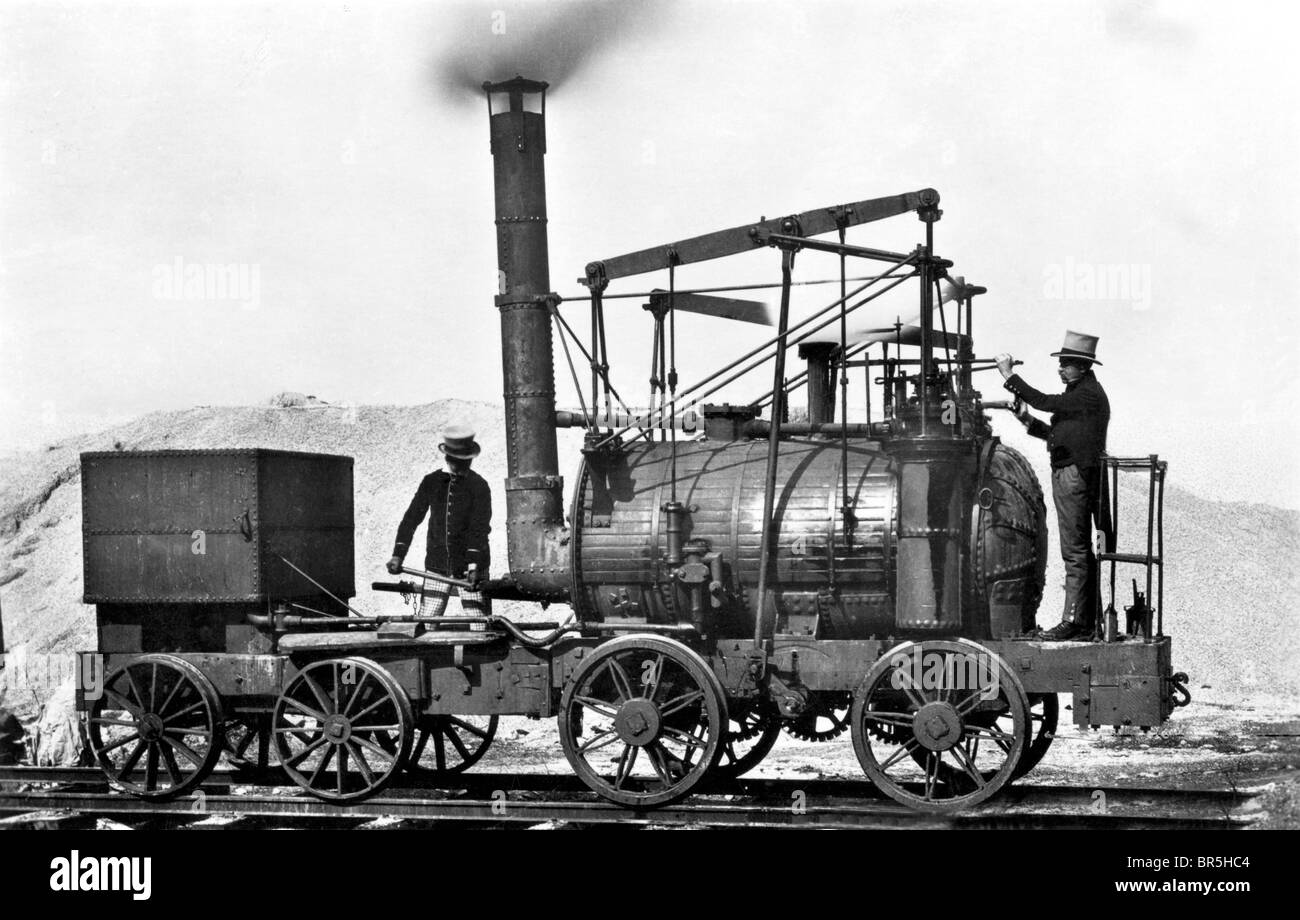 Fotografia storica, uno dei primi motori a vapore, il Puffing Billy, intorno al 1870 Foto Stock