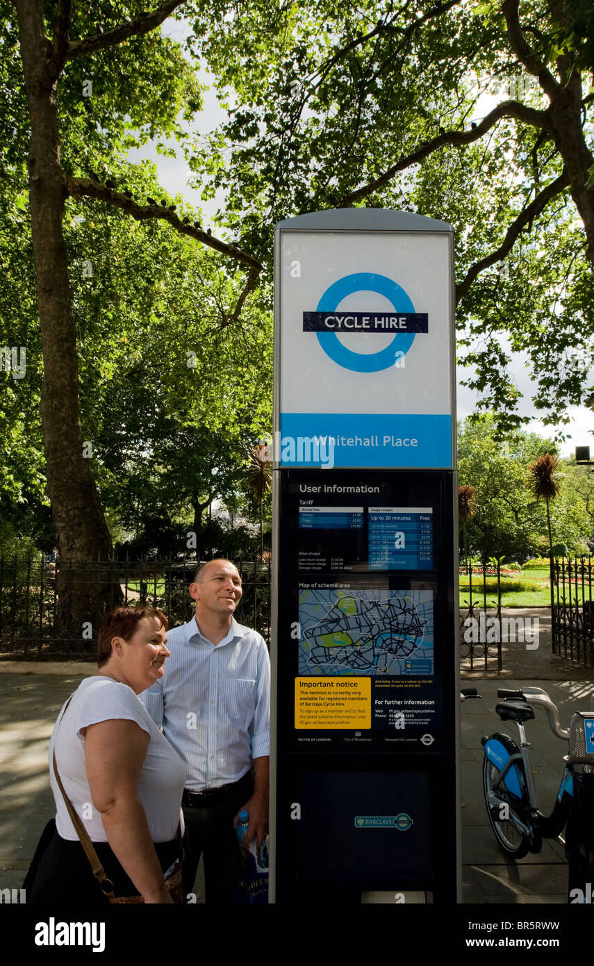 Il London noleggio bici a regime. Foto Stock