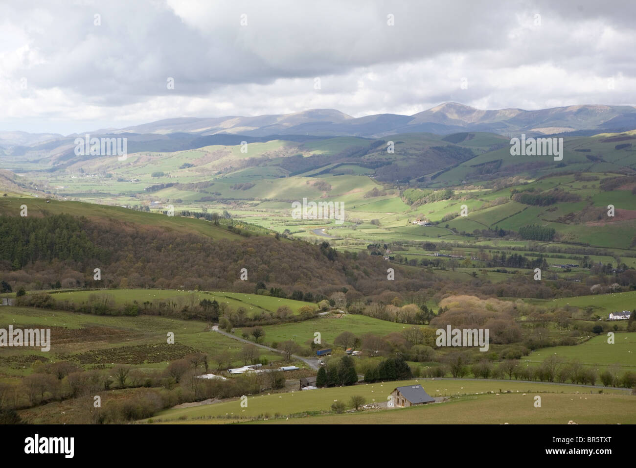 Una pittoresca valle gallese in Powys, Galles. Foto Stock
