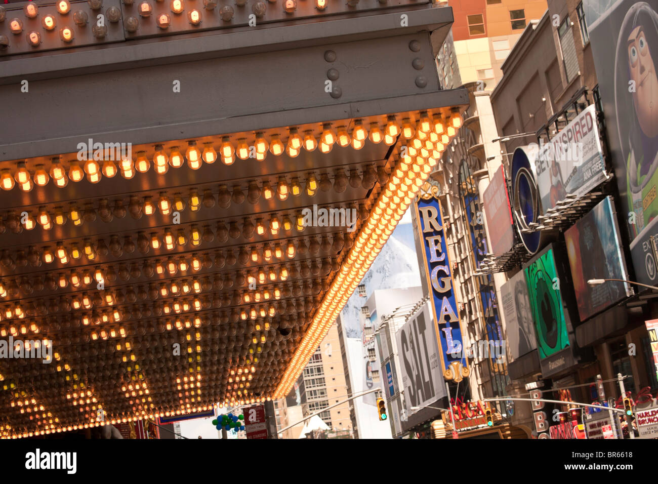 Luci del teatro tendone, Times Square District, 42nd Street, NYC Foto Stock