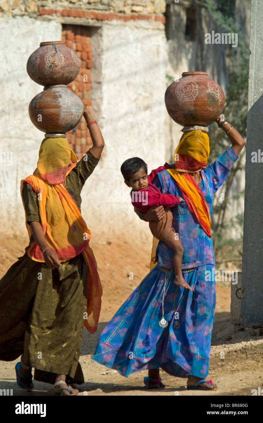 Rajasthani donna con burqua (velo) Foto Stock