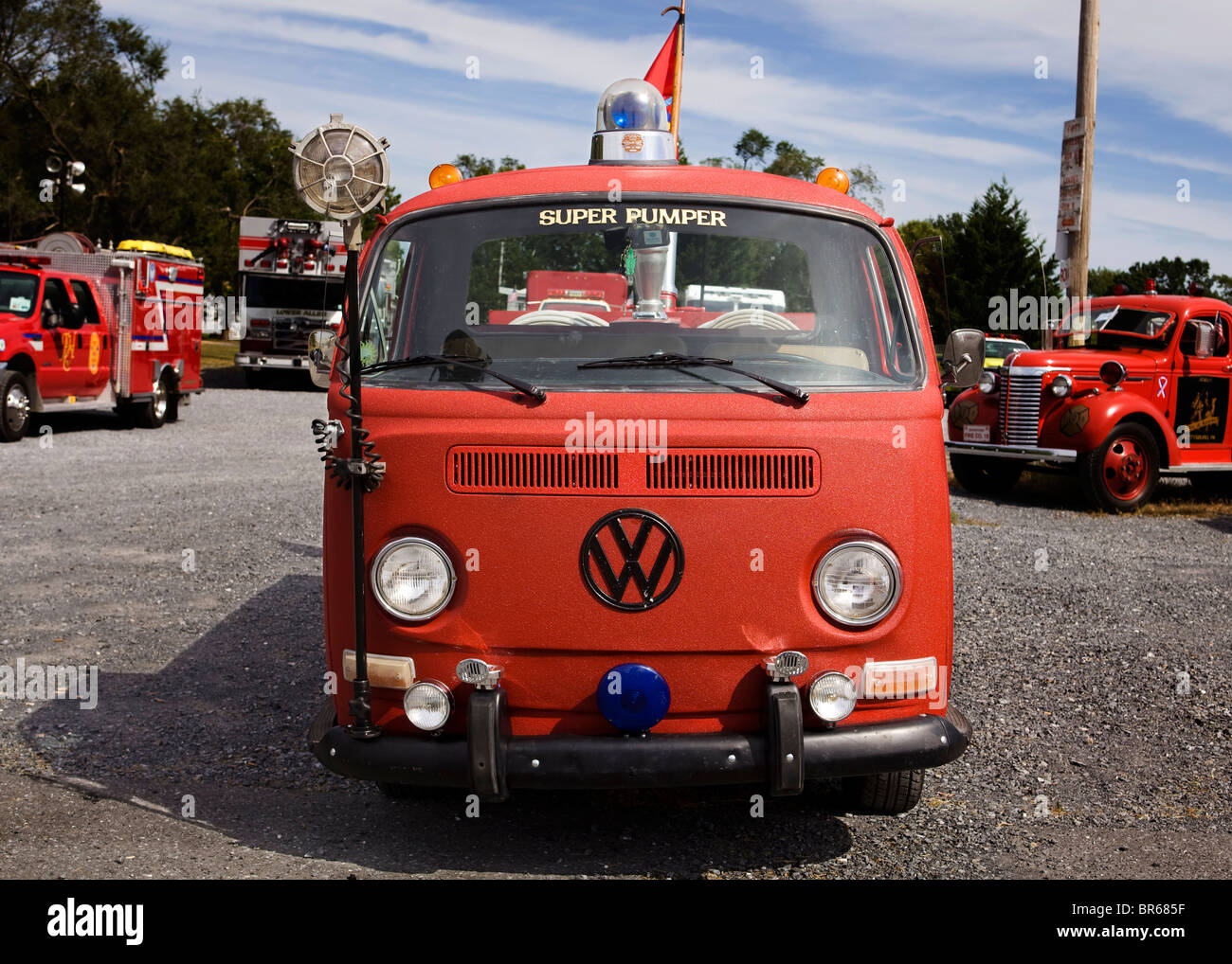 Antique Volkswagen Kombi camion dei pompieri Foto Stock