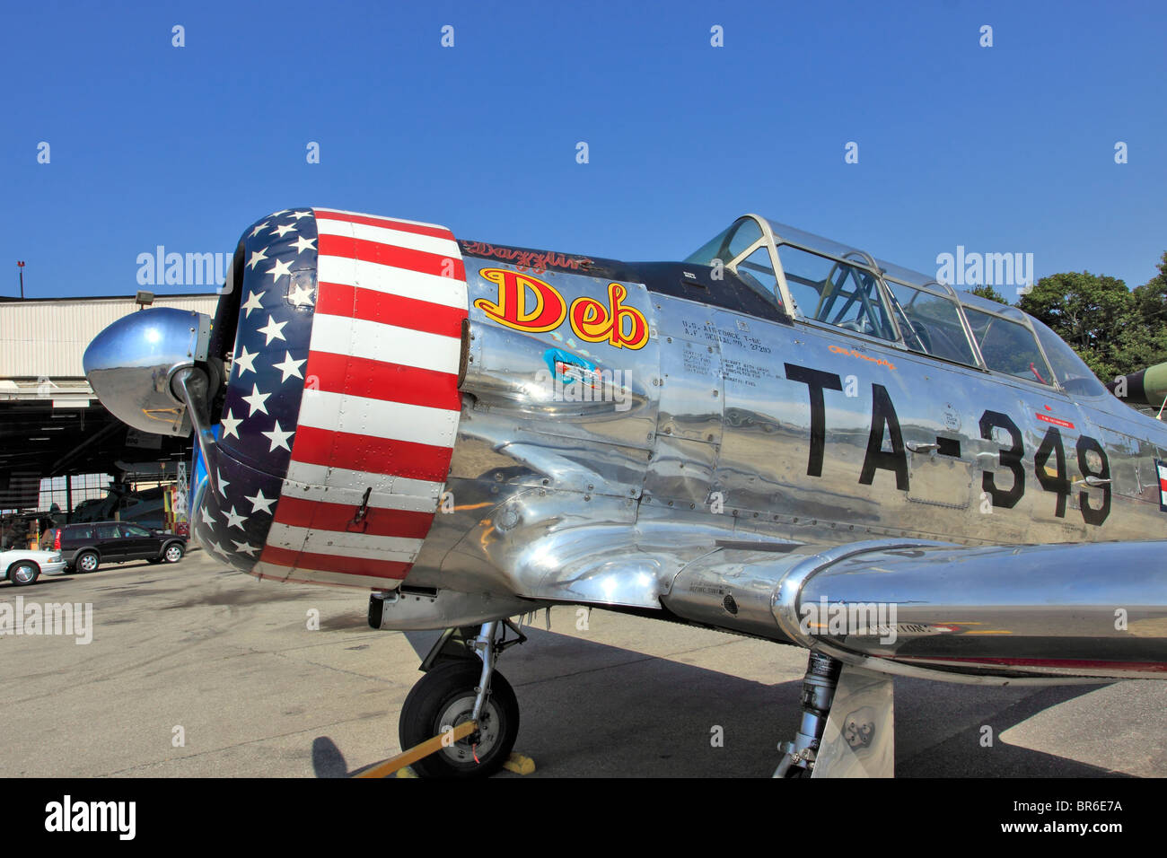 North American T-6 texano WWII trainer American Airpower Museo aeroporto Repubblica Farmingdale Long Island NY Foto Stock