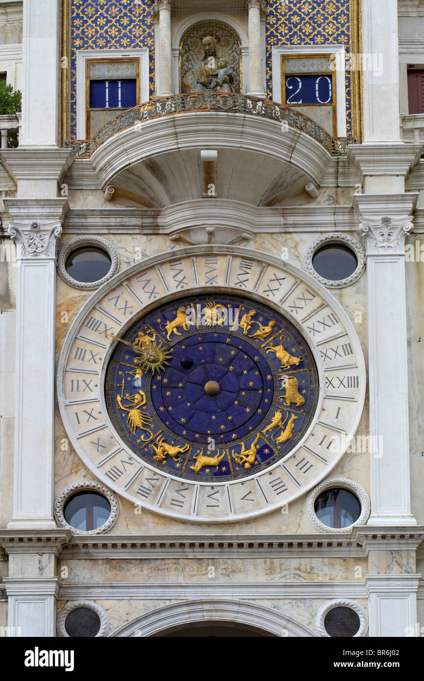 Clock Tower, Torre del Orologio in Piazza San Marco a Venezia, Italia Foto Stock