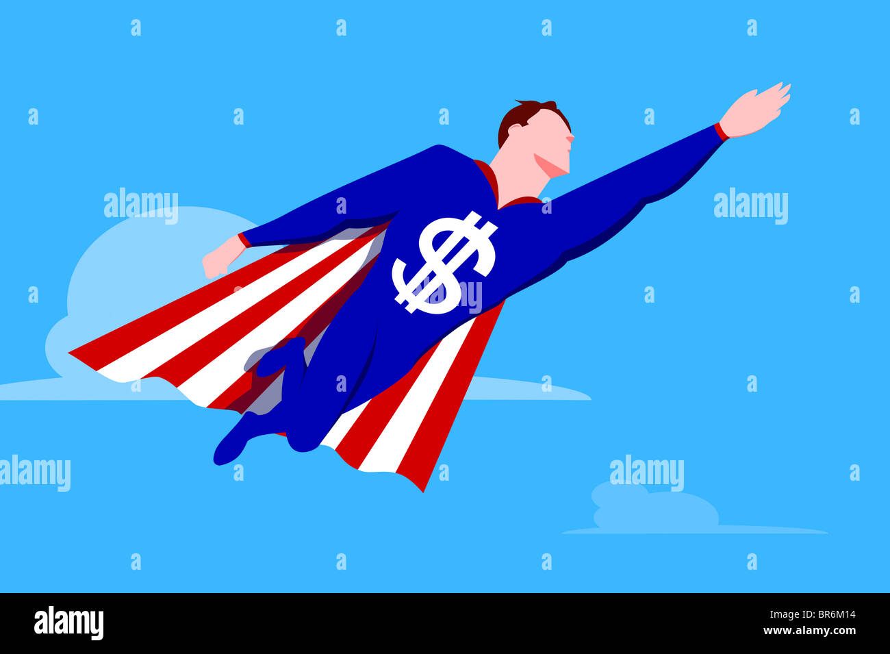 Il supereroe con American simbolo del dollaro Foto Stock
