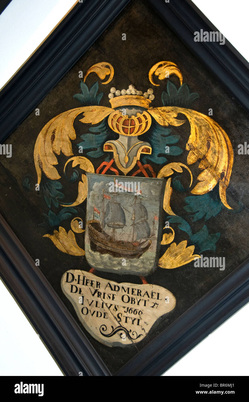 Paesi Bassi Rouwbord scheda funebre Grave segno tumb 1666 Hiddes de Vries Foto Stock